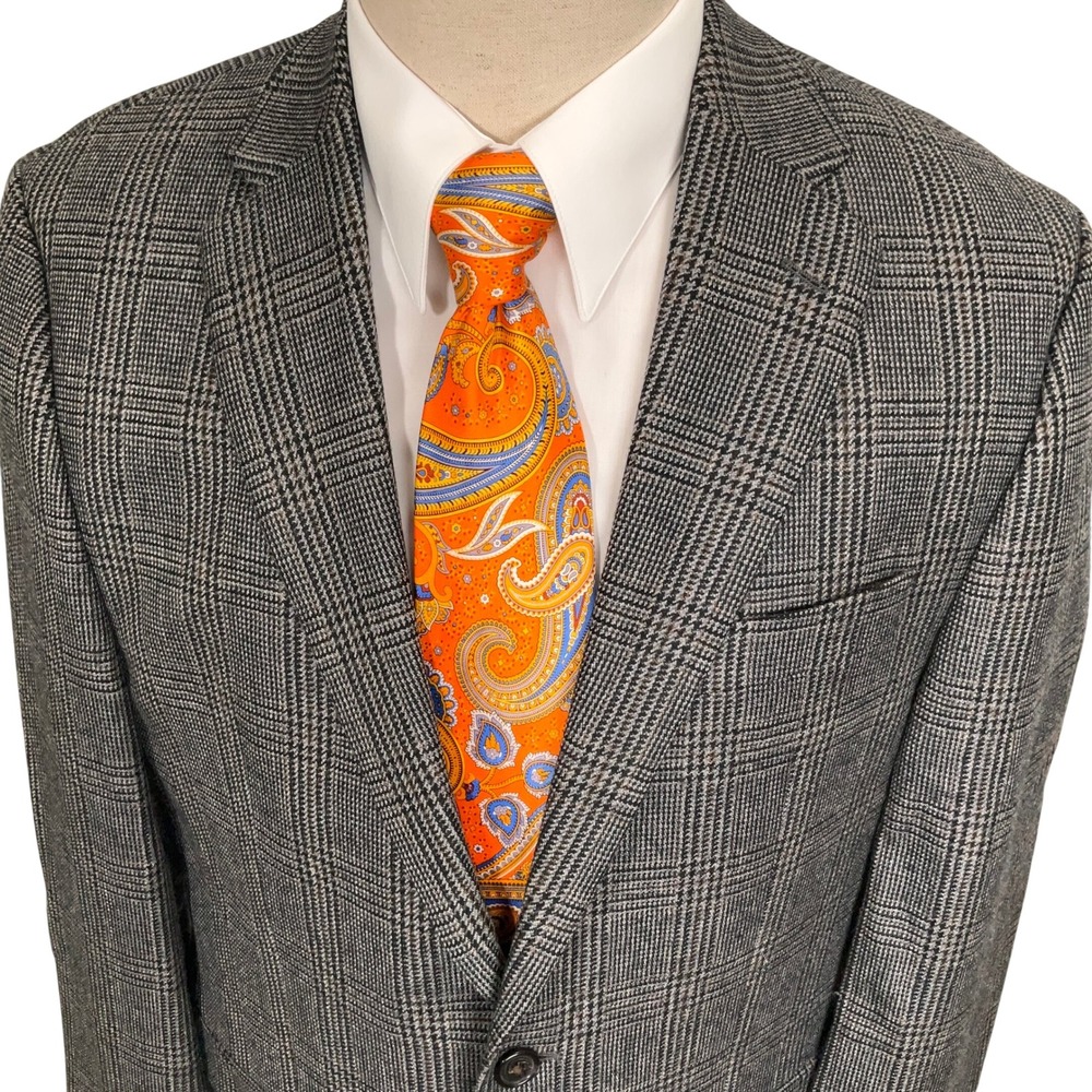 Lauren Ralph Lauren Blazer Mens 40R Gray Glen Plaid Wool Jacket